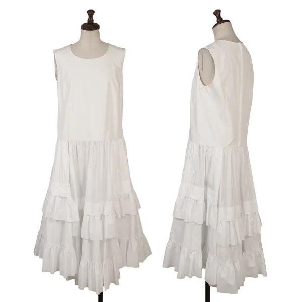 COMME des GARCONS Cotton Frill Hem Sleeveless Dress White S K-165927_001