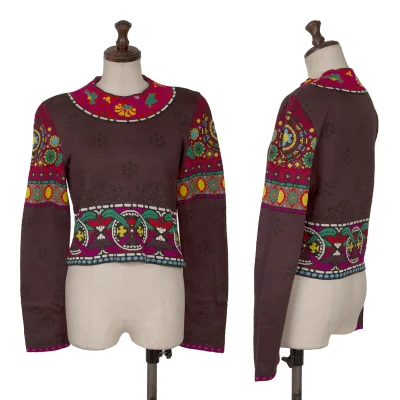 KENZO Cotton Blend Graphic Knit Short Sweater