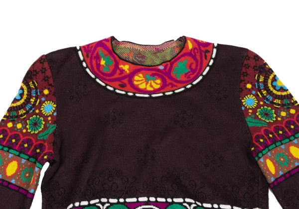 KENZO Cotton Blend Graphic Knit Short Sweater K-165941_003