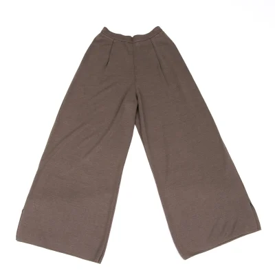 HIROKO KOSHINO Linen Blend Side Slit Wide Knit Pants