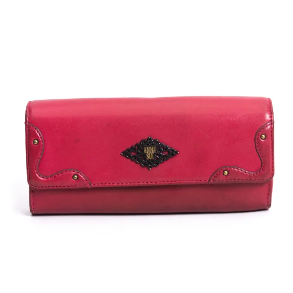 ANNA SUI Logo Plate Wallet Red  K-165957_001
