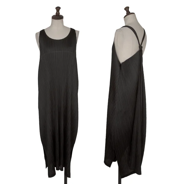 PLEATS PLEASE Pleated Flare Cami Dress Black 1 K-165963_001