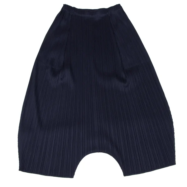PLEATS PLEASE Pleated Dropped Crotch Pants Navy 3 K-165978_001