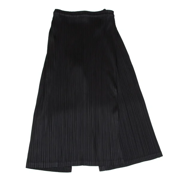 PLEATS PLEASE Pleated Half Wrap Wide Pants Black 3 K-165979_001