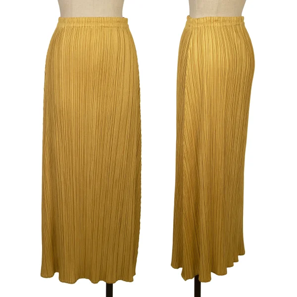 PLEATS PLEASE Pleated Flare Skirt Mustard 3 K-165983_001