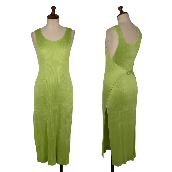 ISSEY MIYAKE im product Pleated Apron Dress Light Green S-M K-165988_001