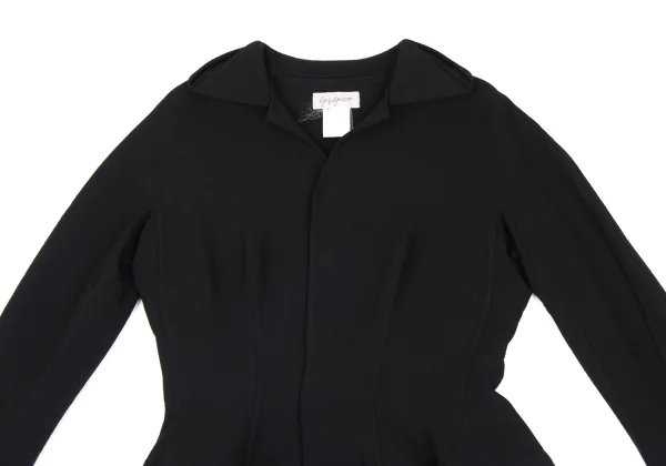 ヨウジヤマモト ファムYohji Yamamoto FEMME ウールフレアスリーブスナップジャケット 黒S K-166009_003