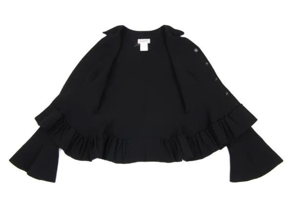 ヨウジヤマモト ファムYohji Yamamoto FEMME ウールフレアスリーブスナップジャケット 黒S K-166009_010