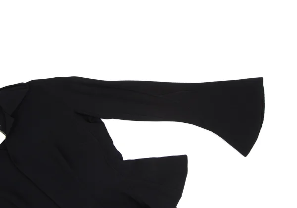 ヨウジヤマモト ファムYohji Yamamoto FEMME ウールフレアスリーブセットアップ 黒S XS K-166011_005