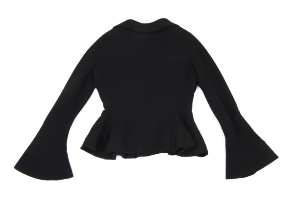 ヨウジヤマモト ファムYohji Yamamoto FEMME ウールフレアスリーブセットアップ 黒S XS K-166011_009