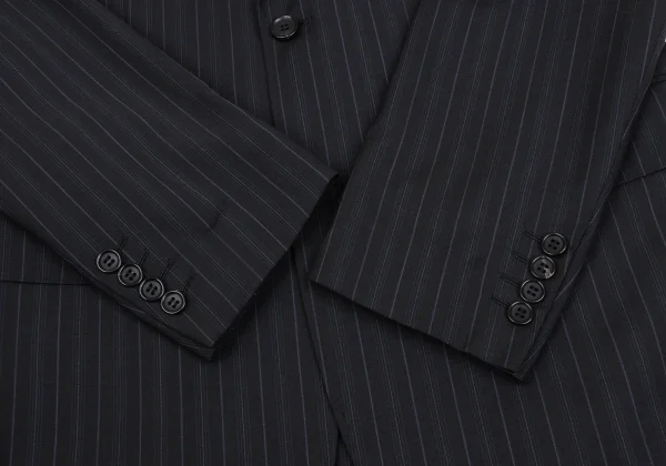 コムデギャルソン オムドゥCOMME des GARCONS HOMME DEUX モヘヤ混ウール裏ドットストライプジャケット 黒紺L K-166013_007