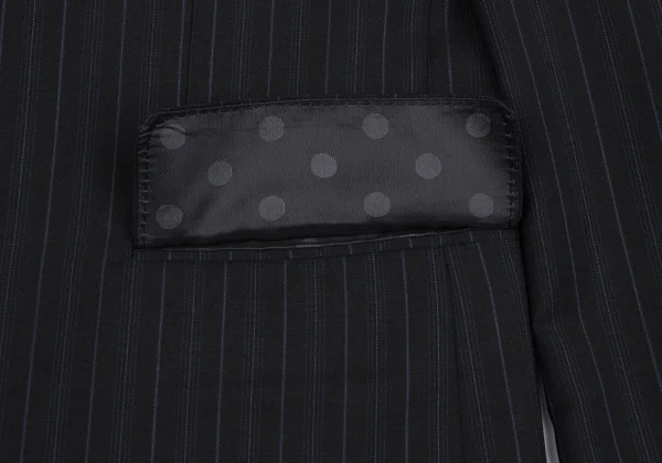 コムデギャルソン オムドゥCOMME des GARCONS HOMME DEUX モヘヤ混ウール裏ドットストライプジャケット 黒紺L K-166013_011