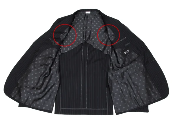 コムデギャルソン オムドゥCOMME des GARCONS HOMME DEUX モヘヤ混ウール裏ドットストライプジャケット 黒紺L K-166013_012