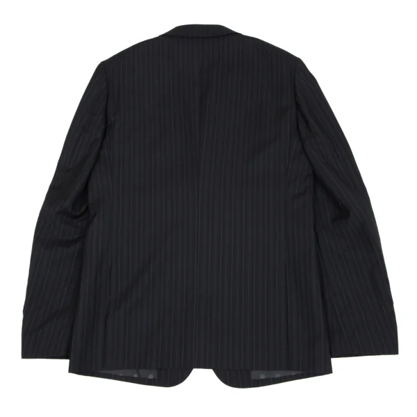 コムデギャルソン オムドゥCOMME des GARCONS HOMME DEUX モヘヤ混ウール裏ドットストライプジャケット 黒紺L K-166013_015