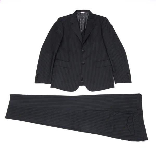 コムデギャルソン オムドゥCOMME des GARCONS HOMME DEUX モヘヤ混ウール裏ドットストライプジャケット 黒紺L K-166013_018