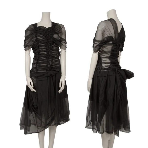COMME des GARCONS Gathered See-through Dress Black S K-166028_001