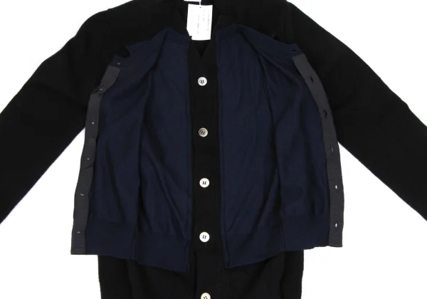 COMME des GARCONS Bi-color Layered Switching Knit Cardigan K-166029_012