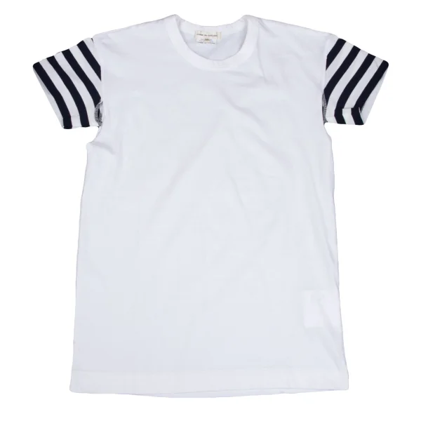 コムデギャルソンCOMME des GARCONS アームホールカッティングデザイン袖ボーダーTシャツ 白紺SS
