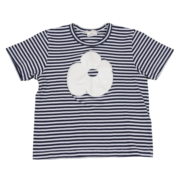 COMME des GARCONS Flower Printed Stripe T-shirt Navy S K-166040_001