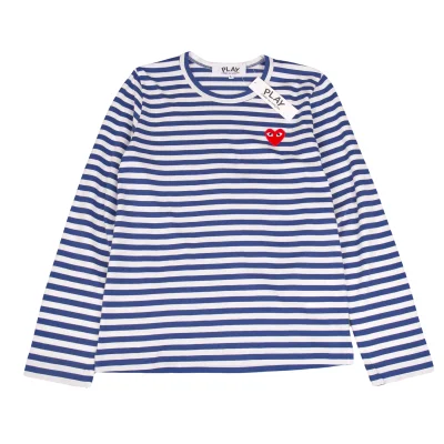PLAY COMME des GARCONS Heart Patch Striped Top