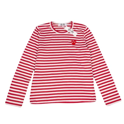 PLAY COMME des GARCONS Heart Patch Striped Top