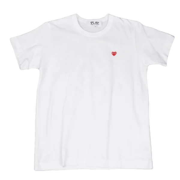 プレイ コムデギャルソンPLAY COMME des GARCONS 胸ハートチビワッペンTシャツ 白L