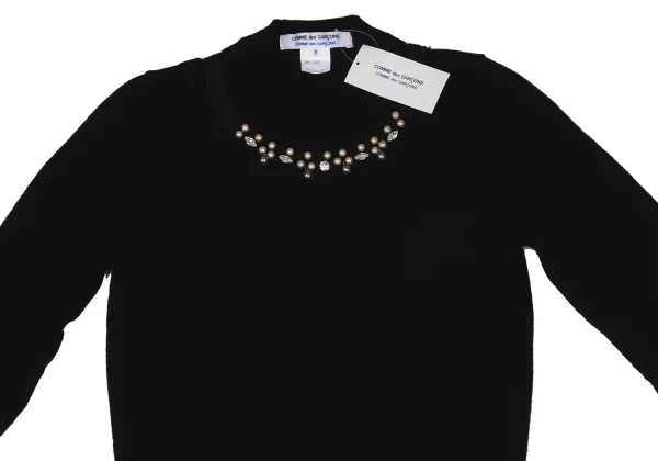 COMME des GARCONS Jewelry by Ligia Dias Pearl Embellished Knit Sweater K-166048_003