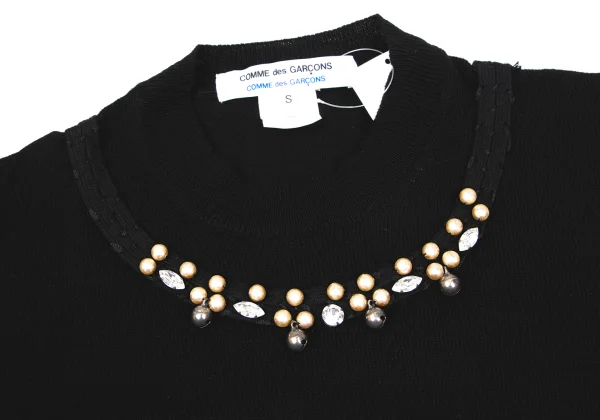 COMME des GARCONS Jewelry by Ligia Dias Pearl Embellished Knit Sweater K-166048_004