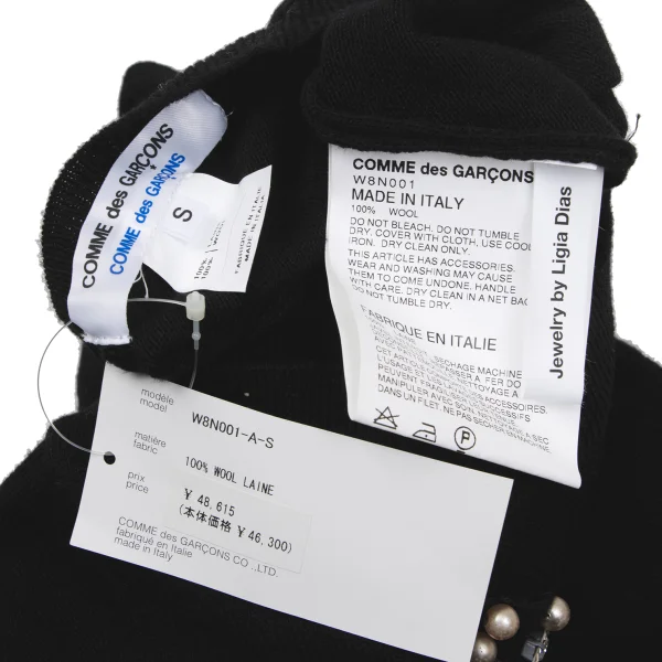 COMME des GARCONS Jewelry by Ligia Dias Pearl Embellished Knit Sweater K-166048_012