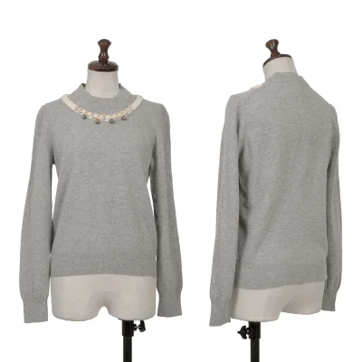 COMME des GARCONS Jewelry by Ligia Dias Pearl Embellished Knit Sweater