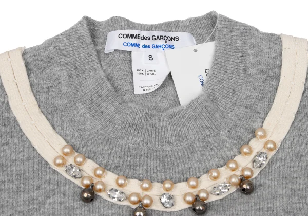 COMME des GARCONS Jewelry by Ligia Dias Pearl Embellished Knit Sweater K-166049_005