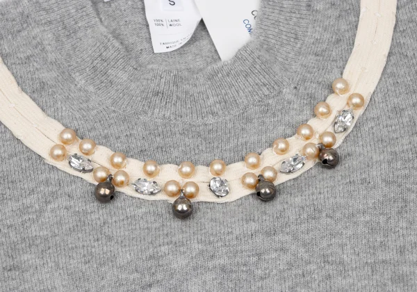 COMME des GARCONS Jewelry by Ligia Dias Pearl Embellished Knit Sweater K-166049_006