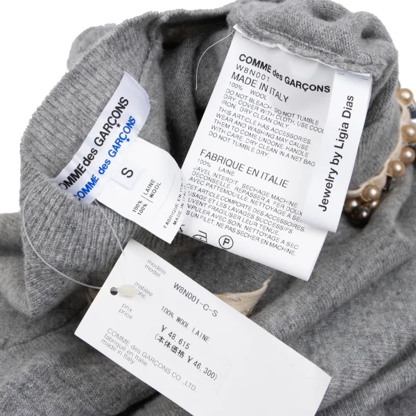 COMME des GARCONS Jewelry by Ligia Dias Pearl Embellished Knit Sweater K-166049_013