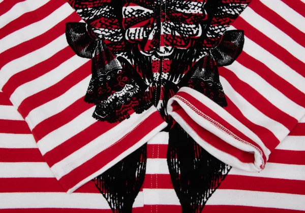 COMME des GARCONS Striped Switching Flocked Print Top K-166051_005