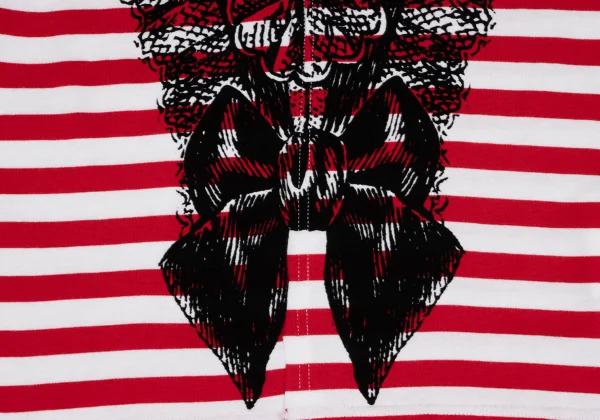 COMME des GARCONS Striped Switching Flocked Print Top K-166051_008