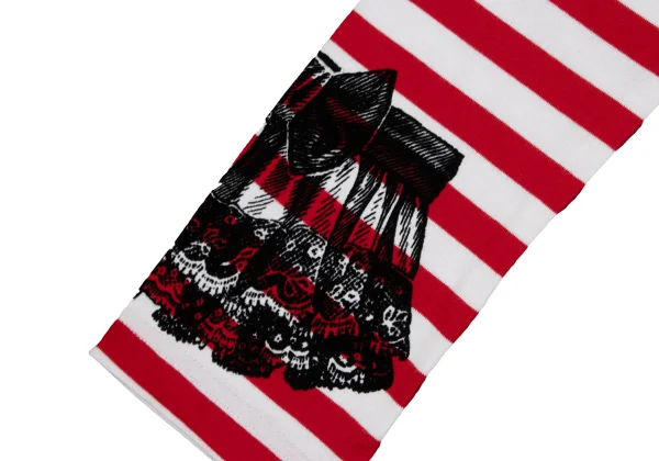 COMME des GARCONS Striped Switching Flocked Print Top K-166051_009