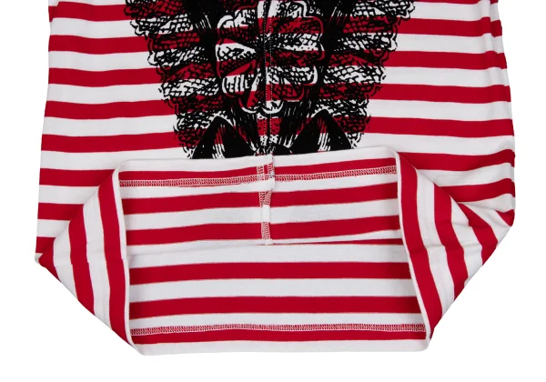 COMME des GARCONS Striped Switching Flocked Print Top K-166051_010