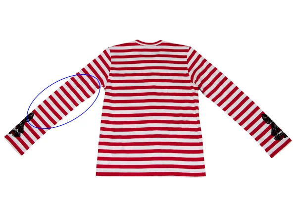 COMME des GARCONS Striped Switching Flocked Print Top K-166051_011