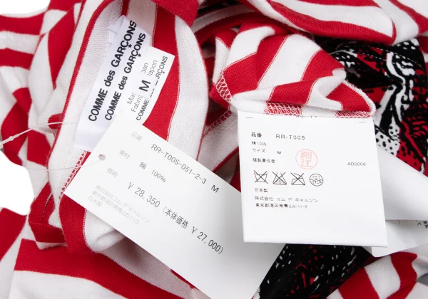 COMME des GARCONS Striped Switching Flocked Print Top K-166051_016