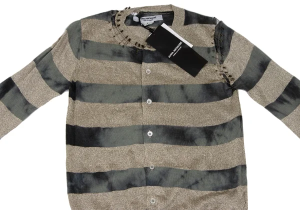 JUNYA WATANABE Dyed Safety Pin Decoration Stripe Lame Cardigan K-166054_003