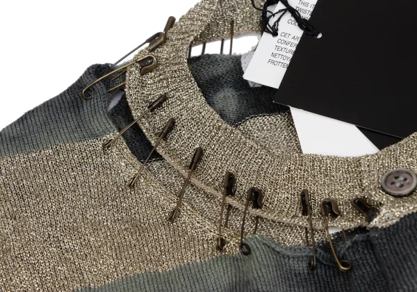 JUNYA WATANABE Dyed Safety Pin Decoration Stripe Lame Cardigan K-166054_005