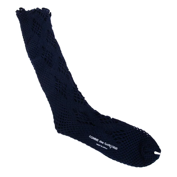 COMME des GARCONS Mesh Knit Socks Navy  K-166065_001