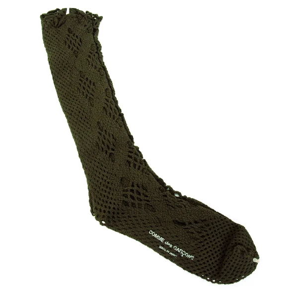 COMME des GARCONS Mesh Knit Socks Khaki  K-166066_001