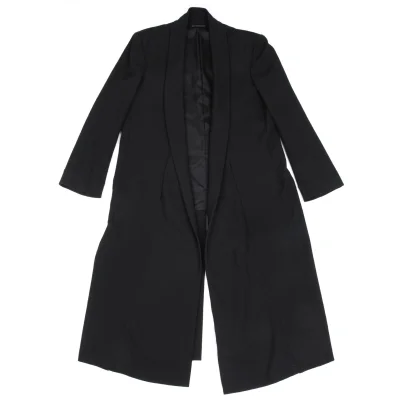 Yohji Yamamoto POUR HOMME Wool Gabardine Buttonless Long Jacket