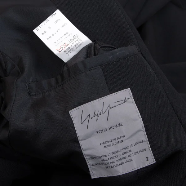 Yohji Yamamoto POUR HOMME Wool Gabardine Buttonless Long Jacket K-166070_014