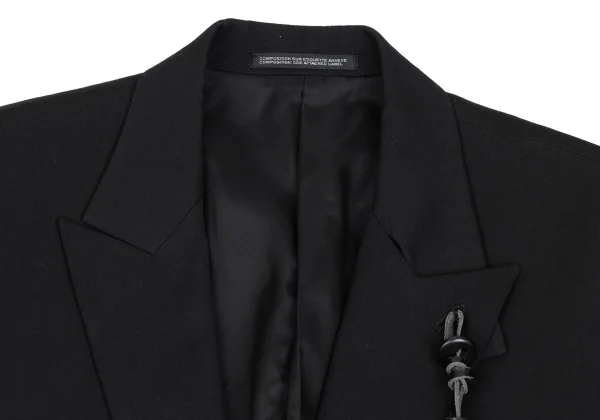 Yohji Yamamoto POUR HOMME Leather Strap Wool Gabardine Long Jacket K-166075_003