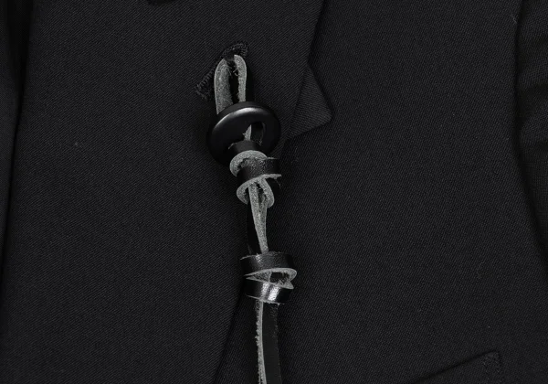 Yohji Yamamoto POUR HOMME Leather Strap Wool Gabardine Long Jacket K-166075_004