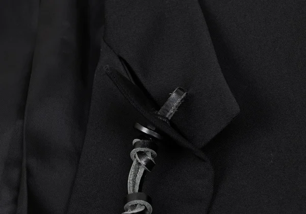 Yohji Yamamoto POUR HOMME Leather Strap Wool Gabardine Long Jacket K-166075_005