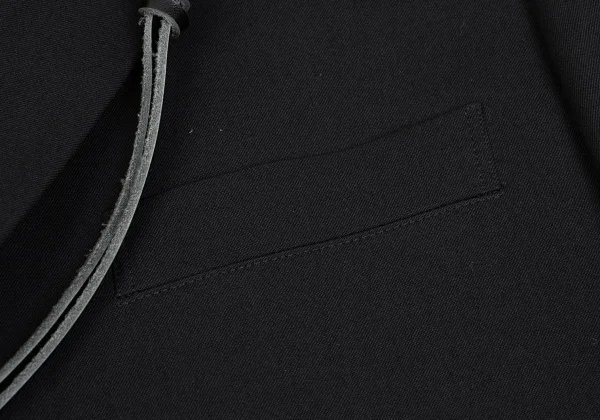 Yohji Yamamoto POUR HOMME Leather Strap Wool Gabardine Long Jacket K-166075_006