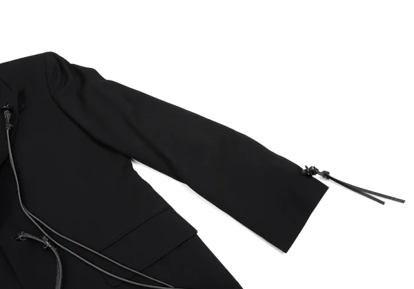 Yohji Yamamoto POUR HOMME Leather Strap Wool Gabardine Long Jacket K-166075_007